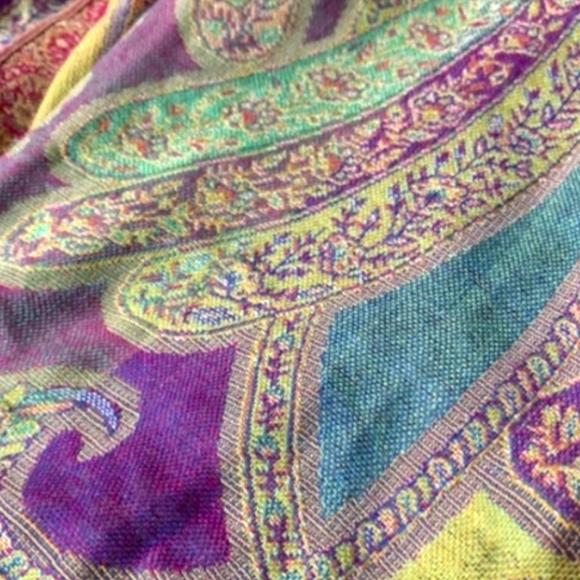 Color Burst Boho Style Wrap/Scarf with Fringe/Tassles on Both Ends - Picture 4 of 5